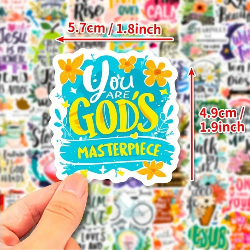 Set of 50 Floral and Butterfly Inspirational Bible Quote Stickers - Picture 7 of 9